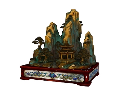 现代中式其他摆件 山水 亭子 摆件