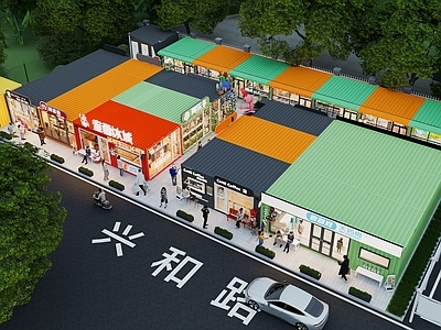 现代简约其他景观小建筑 集装箱 夜市 商业街 营地 潮玩风