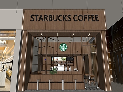 复古原木咖啡厅 星巴克 咖啡店 原木风