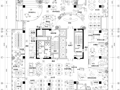 现代开放办公室 办公会所 总经理办公室 共享办公室 小办公室 办公家具 施工图
