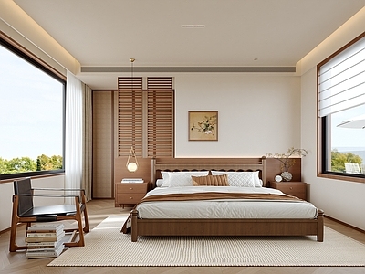 现代新中式家居卧室 主卧 次卧 老人房