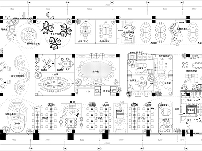 现代整体办公空间 办公室平面方案 图纸 创意办公家具 施工图
