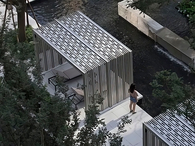现代廊架 现代休闲金属廊架 现代金属格栅廊架 施工图