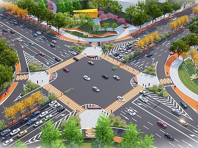 现代交通枢纽景观 现代市政道路景观 现代十字路口景观 现代交通标识