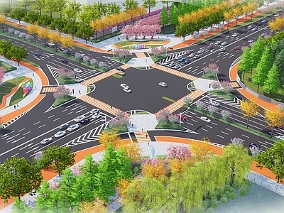 现代交通枢纽景观 现代十字路口景观 现代市政道路 现代交通标识