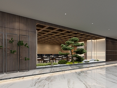 现代新中式艺术装置 新中式景观造景 大堂景观 室内景观