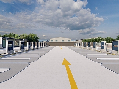 现代简约停车空间 电车充电桩 停车场 电车充电停车场 新能源 新能源充电停车场