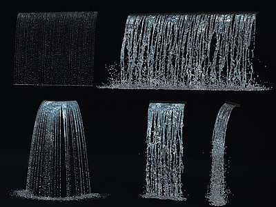 现代假山水景 水景 水流 瀑布 喷泉