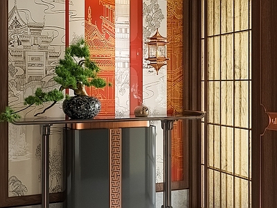 新中式轻奢玄关柜 端景玄关柜 入户玄关柜