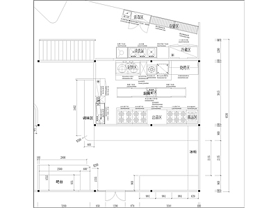 现代后厨 烧烤店厨房设计施 施工图