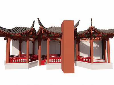 中式新中式古建筑 古建凉亭 六角亭 斗拱 古建六角亭