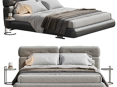 现代意式双人床 MINOTTI 现代意式双人床 Libra床 天秤座床 布艺双人床