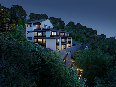 新中式酒店建筑 度假酒店 新中式 山地酒店建筑 多层酒店建筑