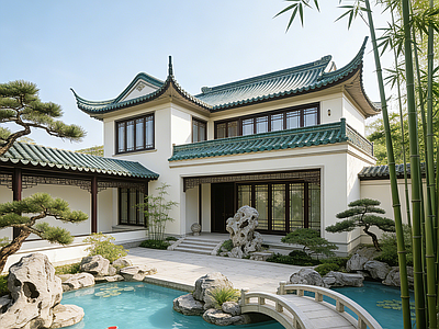 中式其它外景 中式建筑 水景