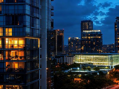 现代小区HDR 小区夜景HDR 黄昏HDR