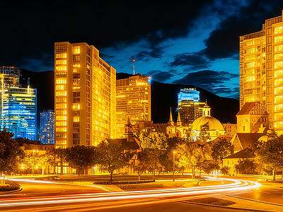 现代小区HDR 小区夜景HDR 黄昏HDR