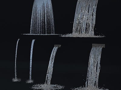 现代假山水景 水流 瀑布 喷泉