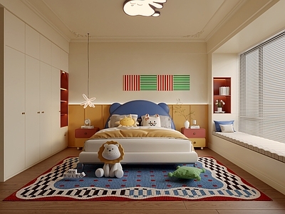 复古通用儿童房 包豪斯儿童房 多巴胺儿童房