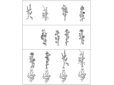 中式新中式绿植 梅兰竹菊 施工图