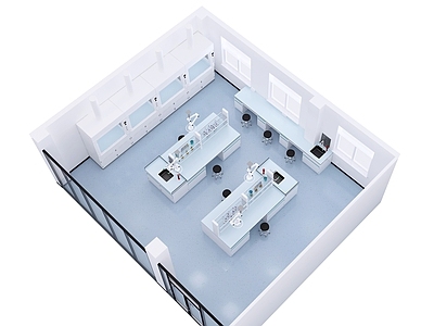 现代实验室 通风柜 中央台 三节式万向罩 边台 玻璃隔断