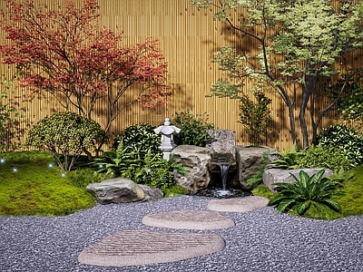 日式新中式其他景观小品 日式水景 禅意水景 石头水景 庭院水景