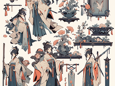 现代新中式其他挂画 插画 古画 艺术挂画 肌理画 抽象挂画