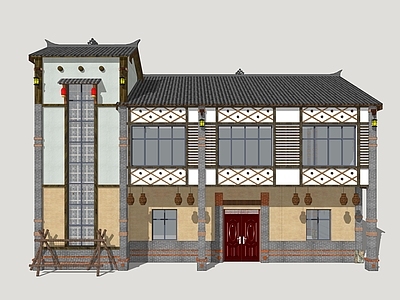 新中式乡村民房 渔家乐 乡村农家乐 乡村旅游建筑 乡村自建房 乡村民居改造
