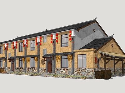 新中式乡村民房 乡村民居建筑 农家乐 乡村自建房 乡村民居改造 乡村土房子