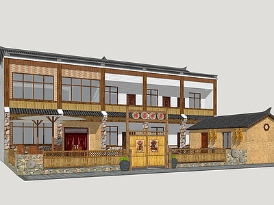 新中式乡村庭院 乡村农家乐 农家小院 乡村旅游建筑 乡村自建房 乡村民房改造