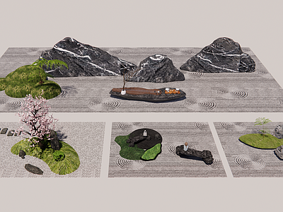 日式禅意庭院小品 中式禅意庭院小品 东方日式枯山水 苔藓山丘景观石 禅意摆件微缩景观 茶室景观露台造景