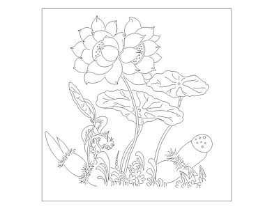 新中式中式花 莲花 荷花 莲花图 施工图