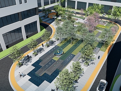 现代办公园区景观 现代产业园景观 休闲节点景观 办公园区林下空间