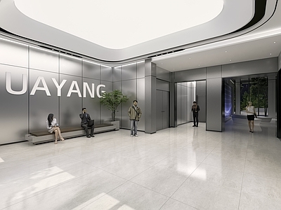 现代办公大堂 科技大厅 展厅前厅