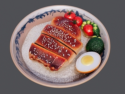 现代其他摆件 照烧鸡盖饭