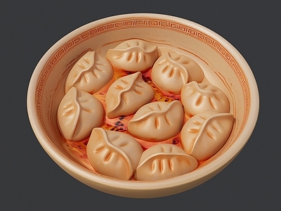 现代其他摆件 一碗水饺