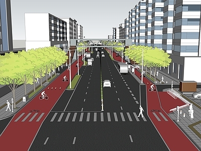 现代道路 道路景观 十字路口