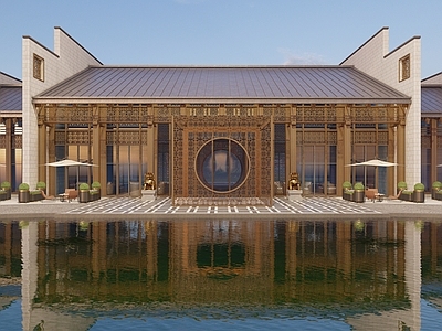 新中式中式售楼处建筑 新中式售楼处 新中式会所