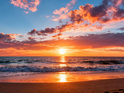 现代天空HDR 海边晚霞HDR 黄昏HDR