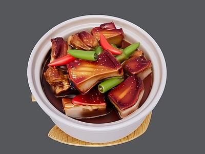现代其他摆件 一碗红烧排骨