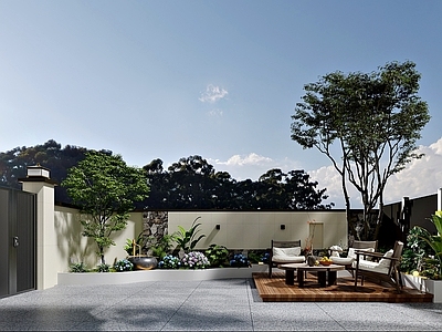 现代独栋别墅 花园 庭院 别墅 自建房