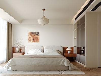 现代侘寂家居卧室 主卧 次卧
