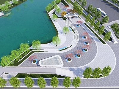 现代口袋公园 街角公园 口袋公园 湖边街角公园