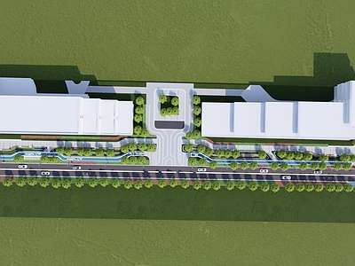 现代商业综合体景观 市政道路 街景道路 城市道路