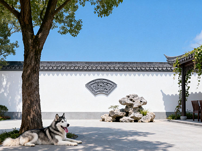 新中式中式其它外景 别墅庭院外景 一楼小院外景 中式庭院
