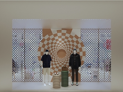 现代服装店 橱窗 模特 男模
