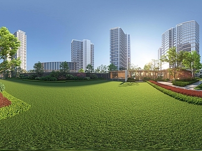 简约现代小区HDR hdr 住宅大社区 中心花园 景观全景