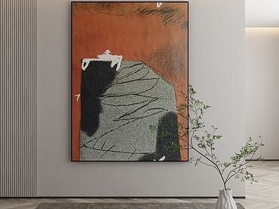 现代侘寂挂画 油画 书房挂画 茶室挂画 客厅挂画 玄关挂画