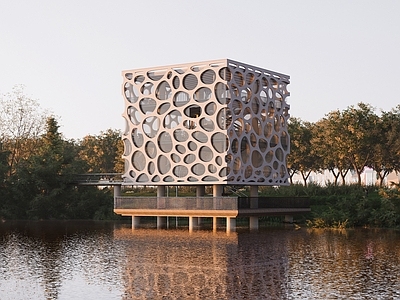 现代展览馆建筑 沿河演厅 小型公共建筑