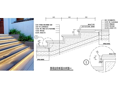 石材铺装 现代景观台阶 花岗岩台阶 景观台阶 台阶灯 台阶高差 施工图