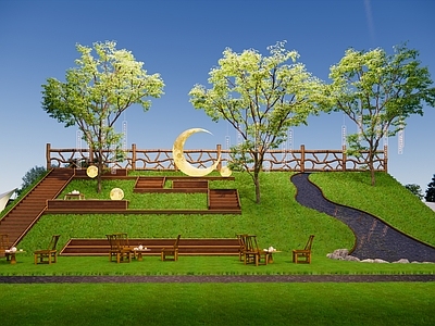现代其他景观小品 营地上房揭瓦小品 屋顶流水景观小品 营地装置景观小品 户外打卡拍照小品 屋顶平台小品